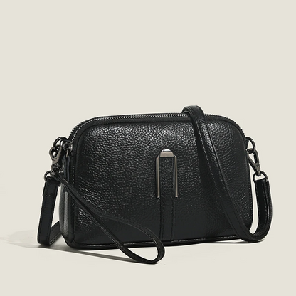 Black Women's Leather Crossbody Purse - Compact and Elegant - skyjackerz
