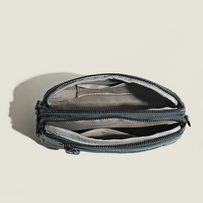Blue Women's Leather Crossbody Purse - Compact and Elegant - skyjackerz