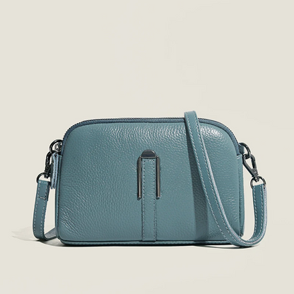 Blue Women's Leather Crossbody Purse - Compact and Elegant - skyjackerz