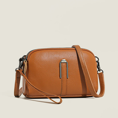 Brown Women's Leather Crossbody Purse - Compact and Elegant - skyjackerz
