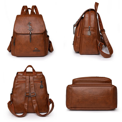 Brown Soft Leather Backpack for Women - Fashionable Leather Bag - skyjackerz