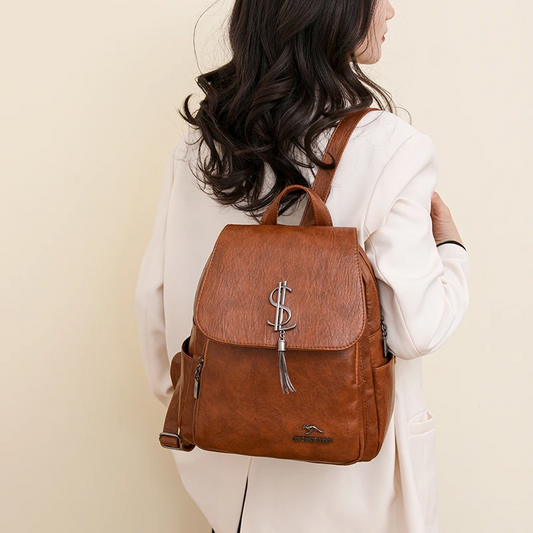 Brown Soft Leather Backpack for Women - Fashionable Leather Bag - skyjackerz