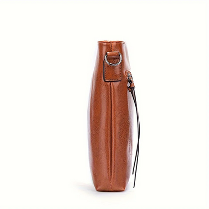 Brown Women's Leather Shoulder Bag Set - Two-Piece Handbag - skyjackerz