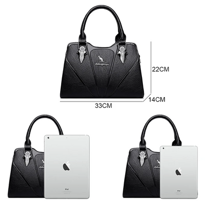 Black Luxury Leather Tote Bag for Women - Designer Crossbody - skyjackerz