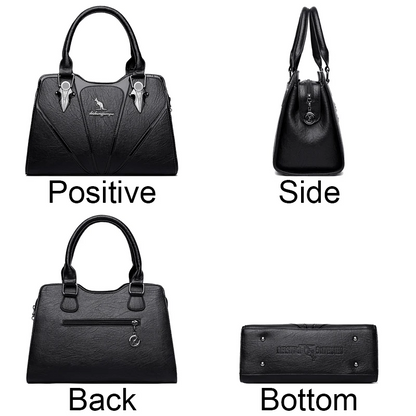 Black Luxury Leather Tote Bag for Women - Designer Crossbody - skyjackerz