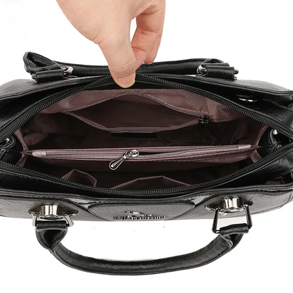 Black Luxury Leather Tote Bag for Women - Designer Crossbody - skyjackerz