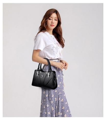Black Luxury Leather Tote Bag for Women - Designer Crossbody - skyjackerz