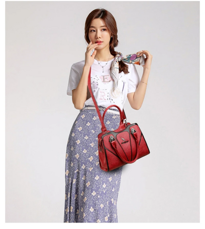 Red Luxury Leather Tote Bag for Women - Designer Crossbody - skyjackerz