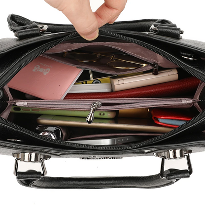 Black Luxury Leather Tote Bag for Women - Designer Crossbody - skyjackerz