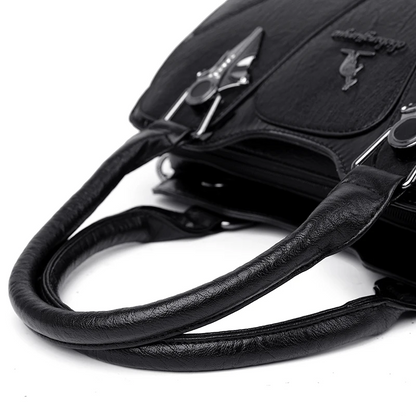 Black Luxury Leather Tote Bag for Women - Designer Crossbody - skyjackerz