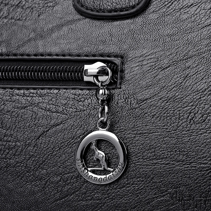 Black Luxury Leather Tote Bag for Women - Designer Crossbody - skyjackerz