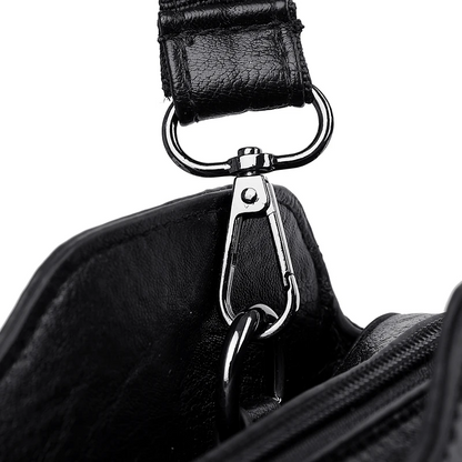 Black Luxury Leather Tote Bag for Women - Designer Crossbody - skyjackerz