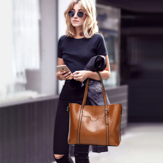 Brown Vintage Leather Tote Bag - Women's Leather Handbag - skyjackerz