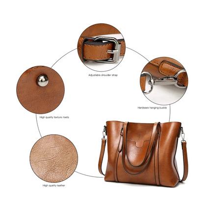 Brown Vintage Leather Tote Bag - Women's Leather Handbag - skyjackerz