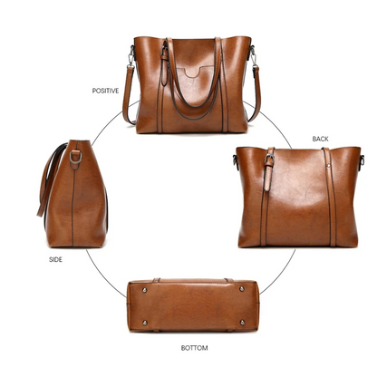 Brown Vintage Leather Tote Bag - Women's Leather Handbag - skyjackerz