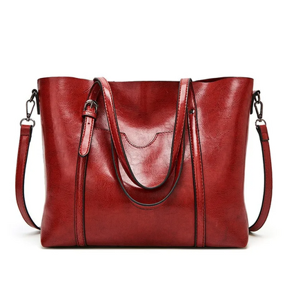 Red Vintage Leather Tote Bag - Women's Leather Handbag - skyjackerz
