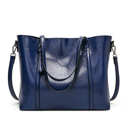 Blue Vintage Leather Tote Bag - Women's Leather Handbag - skyjackerz