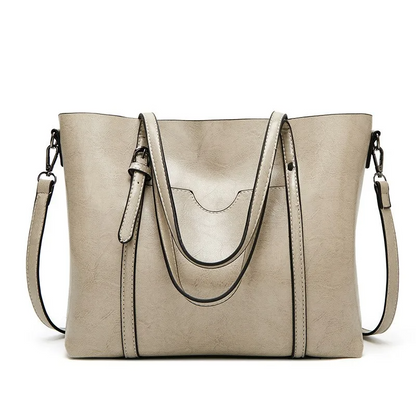 Grey Vintage Leather Tote Bag - Women's Leather Handbag - skyjackerz