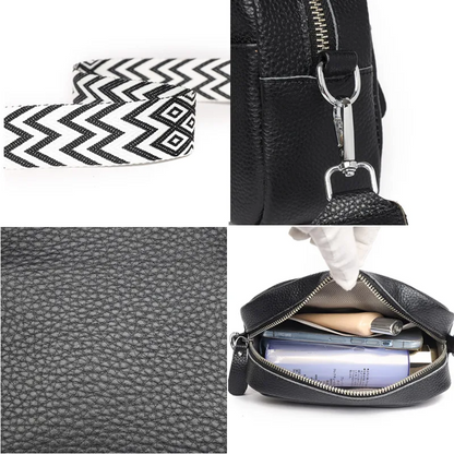 Black Women's Genuine Leather Crossbody Purse - Modern Chic Design - skyjackerz