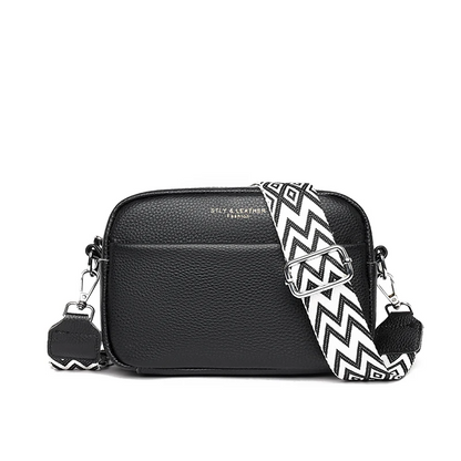 Black Women's Genuine Leather Crossbody Purse - Modern Chic Design - skyjackerz