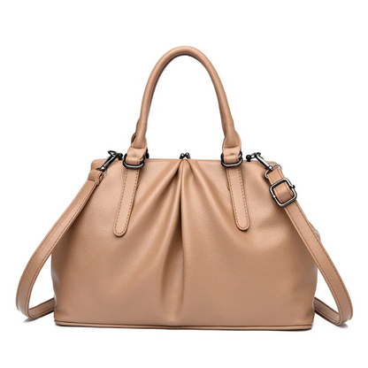 Khaki Fashionable Leather Shoulder Bag for Women - Soft Leather Handbag - skyjackerz