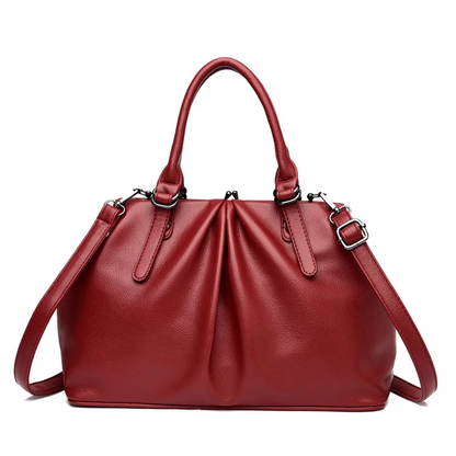Red Fashionable Leather Shoulder Bag for Women - Soft Leather Handbag - skyjackerz