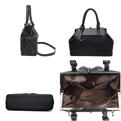 Black Fashionable Leather Shoulder Bag for Women - Soft Leather Handbag - skyjackerz