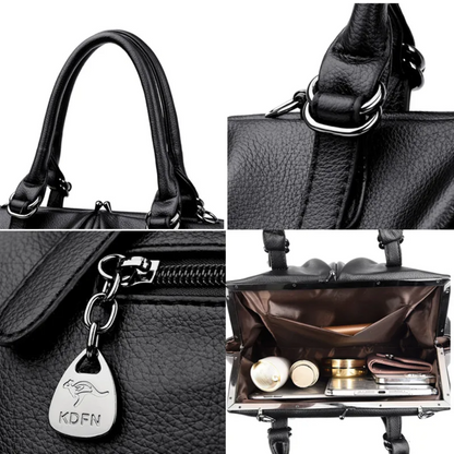 Black Fashionable Leather Shoulder Bag for Women - Soft Leather Handbag - skyjackerz