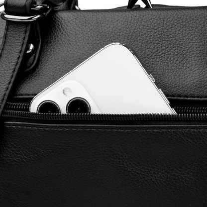 Black Fashionable Leather Shoulder Bag for Women - Soft Leather Handbag - skyjackerz