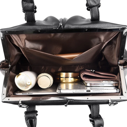 Black Fashionable Leather Shoulder Bag for Women - Soft Leather Handbag - skyjackerz