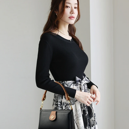 Black Women's Leather Crossbody Purse - Luxury Shoulder Bag - skyjackerz
