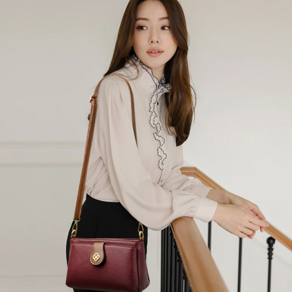 Red Women's Leather Crossbody Purse - Luxury Shoulder Bag - skyjackerz