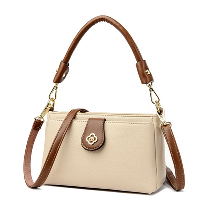Beige Women's Leather Crossbody Purse - Luxury Shoulder Bag - skyjackerz