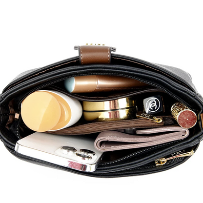 Black Women's Leather Crossbody Purse - Luxury Shoulder Bag - skyjackerz
