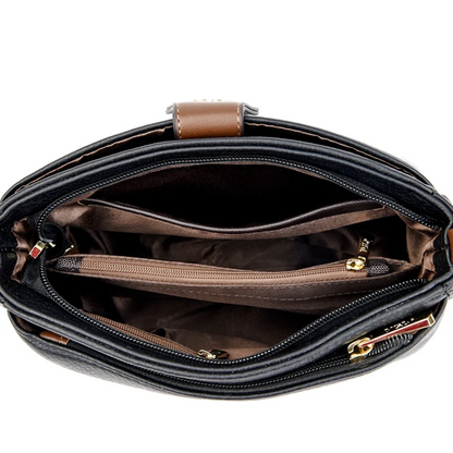 Black Women's Leather Crossbody Purse - Luxury Shoulder Bag - skyjackerz