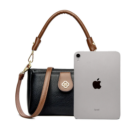 Black Women's Leather Crossbody Purse - Luxury Shoulder Bag - skyjackerz
