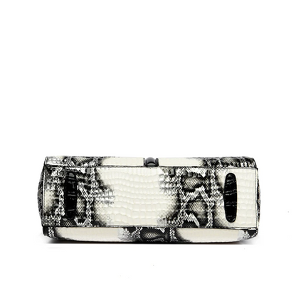 Beige Women's Luxury Crocodile Pattern Leather Shoulder Bag - skyjackerz