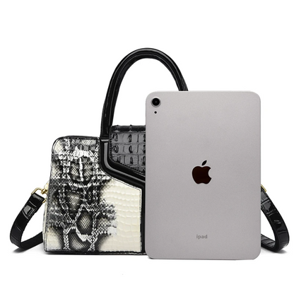 Beige Women's Luxury Crocodile Pattern Leather Shoulder Bag - skyjackerz