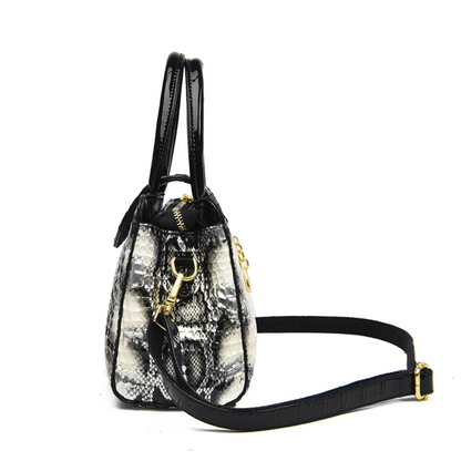 Beige Women's Luxury Crocodile Pattern Leather Shoulder Bag - skyjackerz