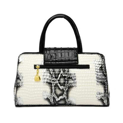 Beige Women's Luxury Crocodile Pattern Leather Shoulder Bag - skyjackerz