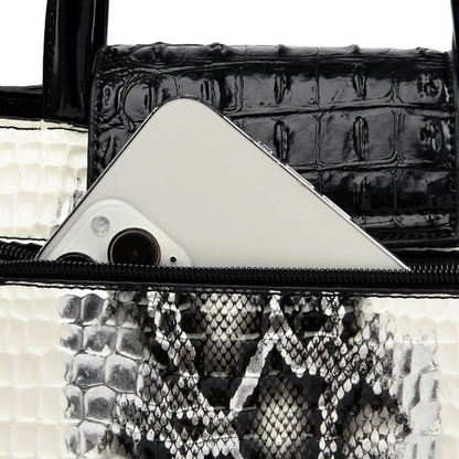 Beige Women's Luxury Crocodile Pattern Leather Shoulder Bag - skyjackerz