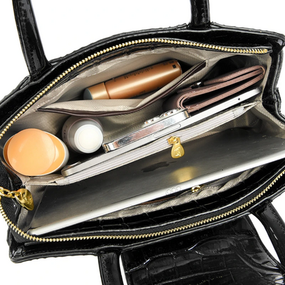 Beige Women's Luxury Crocodile Pattern Leather Shoulder Bag - skyjackerz