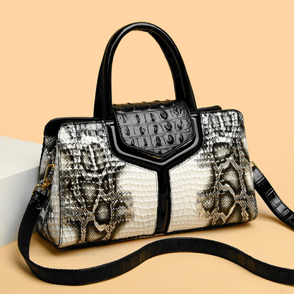 Beige Women's Luxury Crocodile Pattern Leather Shoulder Bag - skyjackerz