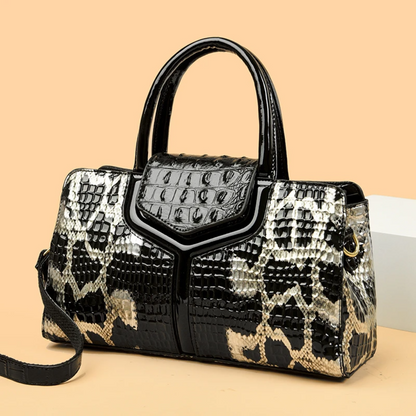 Beige Women's Luxury Crocodile Pattern Leather Shoulder Bag - skyjackerz