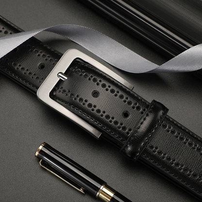 Black / 85 cm Classic Men's Genuine Leather Belt - skyjackerz