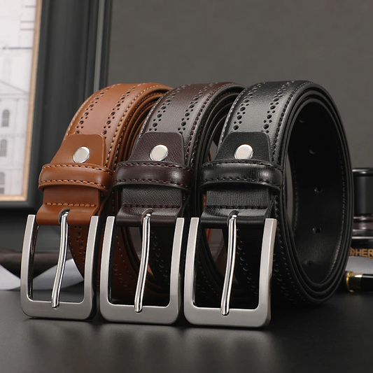 Black / 85 cm Classic Men's Genuine Leather Belt - skyjackerz