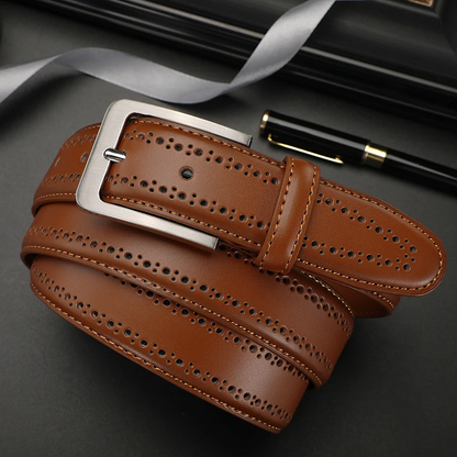 Black / 85 cm Classic Men's Genuine Leather Belt - skyjackerz