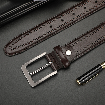 Black / 85 cm Classic Men's Genuine Leather Belt - skyjackerz
