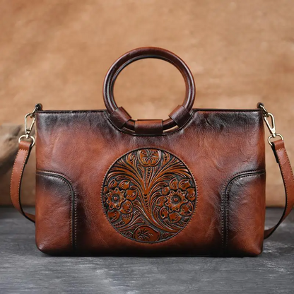 Brown Vintage Leather Shoulder Bag for Women - Handmade Handbag - skyjackerz