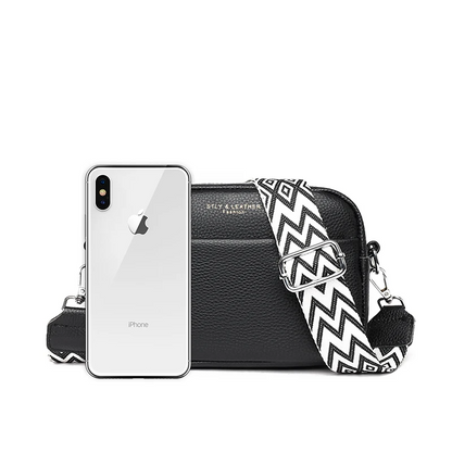 Black Women's Genuine Leather Crossbody Purse - Modern Chic Design - skyjackerz
